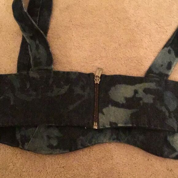 Orire The Bubi Hand Dyed Denim Crop Top in Blue - Picture 6 of 7